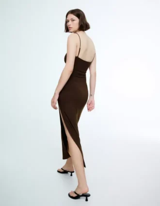 Ruched Strappy Midi Dress