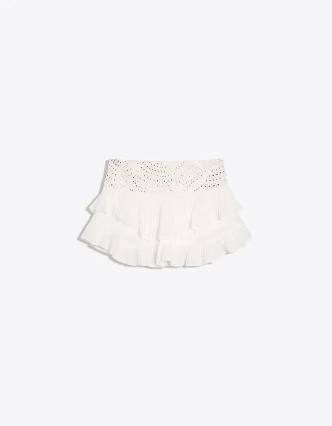 Ruffled Mini Skirt with Rhinestone Waistband Ruffled Mini Skirt with Rhinestone Waistband