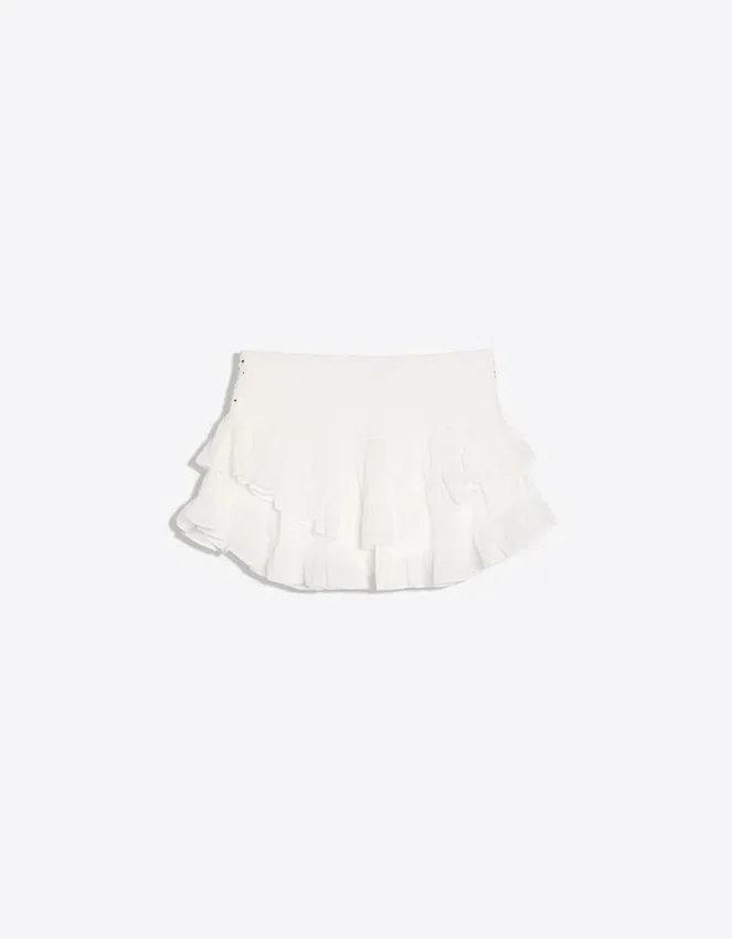 Ruffled Mini Skirt with Rhinestone Waistband Ruffled Mini Skirt with Rhinestone Waistband
