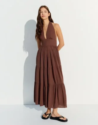 Rustic Halter Neck Long Dress