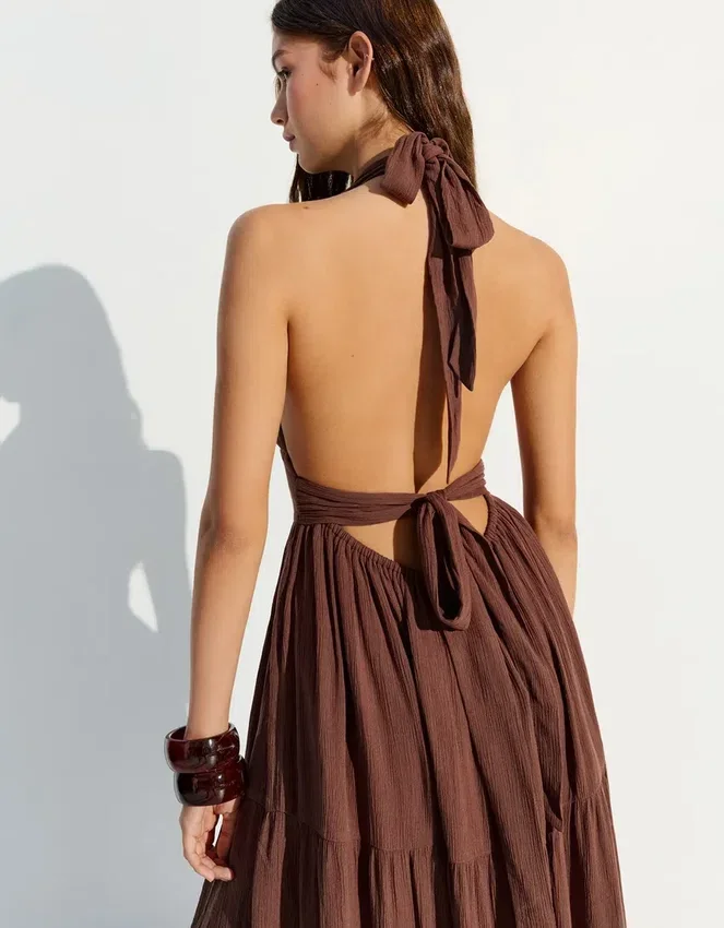 Rustic Halter Neck Long Dress Rustic Halter Neck Long Dress
