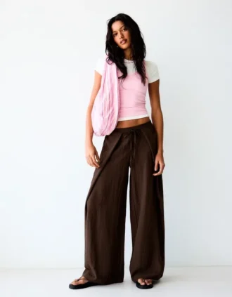 Rustic Wide-Leg Trousers with Pleats