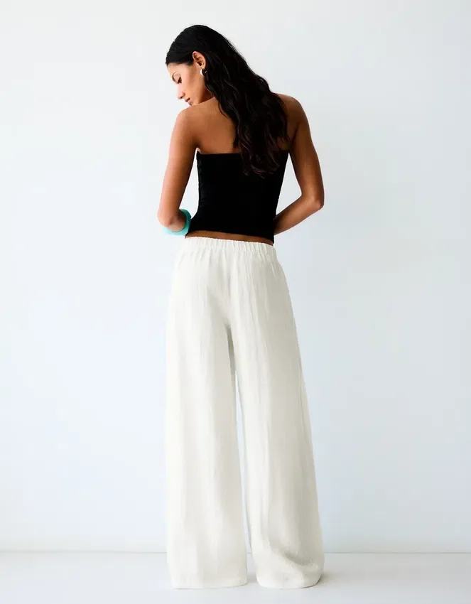 Rustic Wide-Leg Trousers with Pleats Rustic Wide-Leg Trousers with Pleats