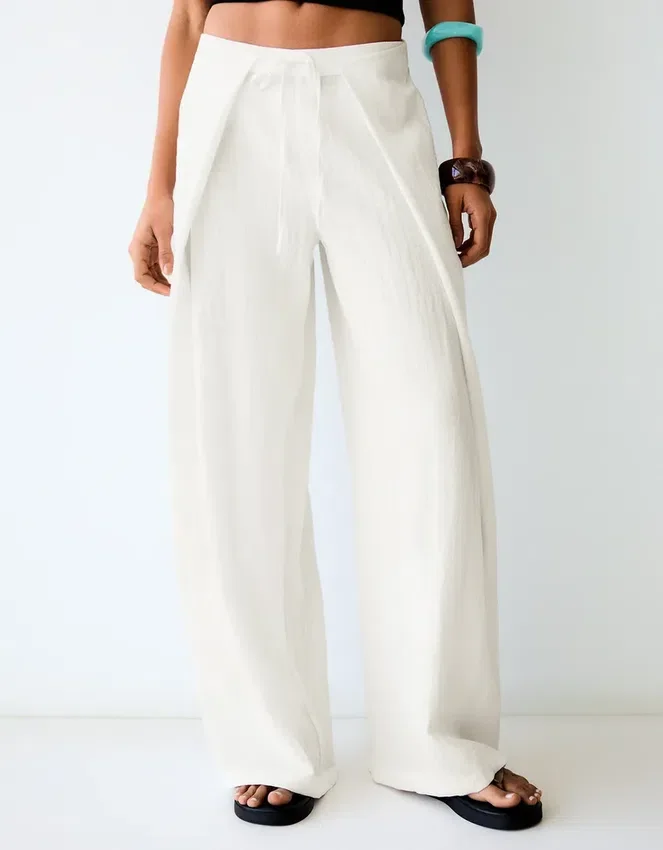 Rustic Wide-Leg Trousers with Pleats Rustic Wide-Leg Trousers with Pleats