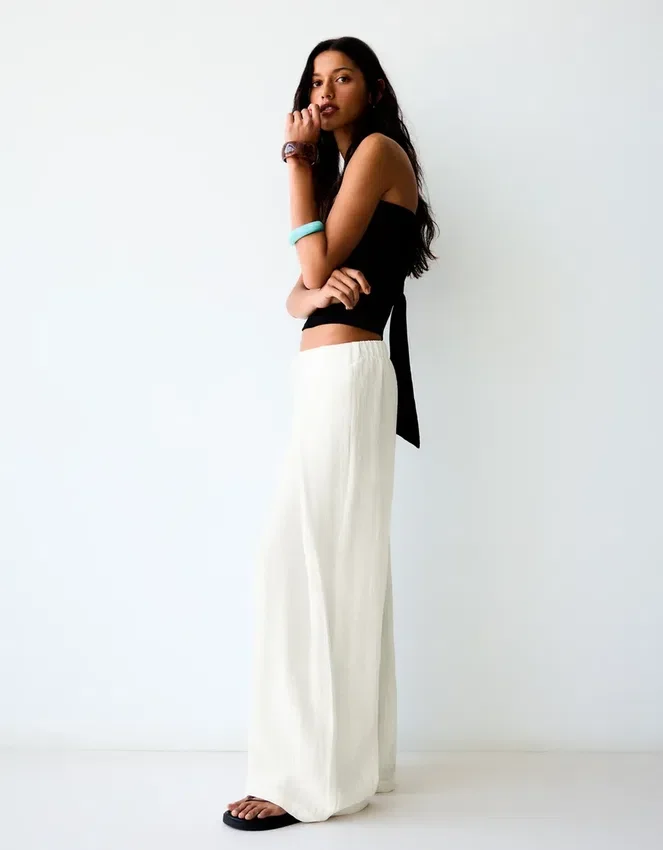 Rustic Wide-Leg Trousers with Pleats Rustic Wide-Leg Trousers with Pleats