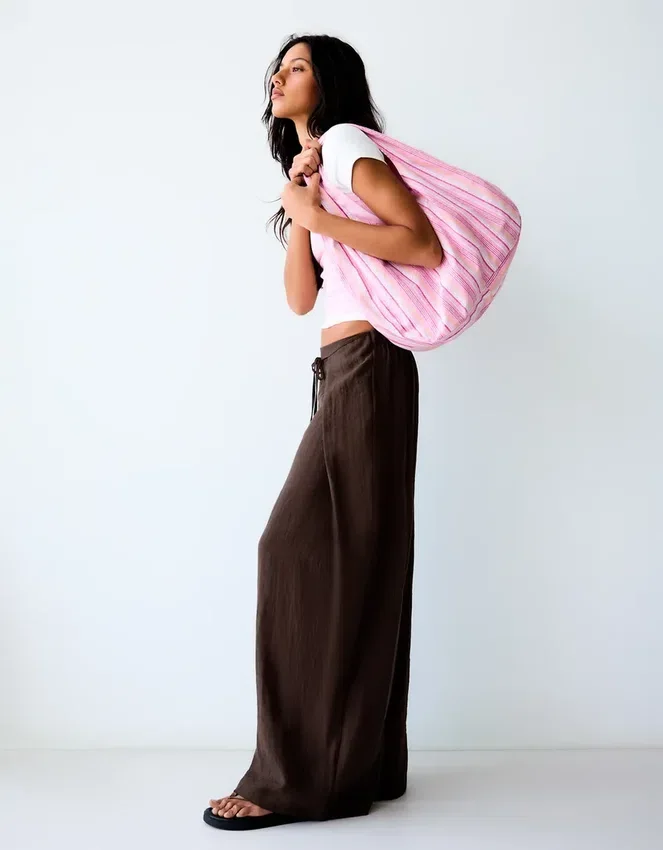 Rustic Wide-Leg Trousers with Pleats Rustic Wide-Leg Trousers with Pleats