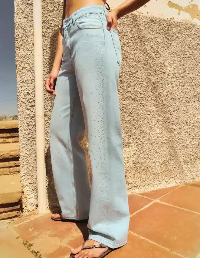 Shimmery High-Waist Straight-Leg Jeans Shimmery High-Waist Straight-Leg Jeans