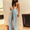 Shimmery High-Waist Straight-Leg Jeans Shimmery High-Waist Straight-Leg Jeans