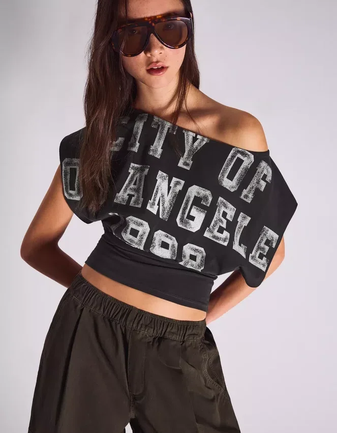 Short Sleeve Asymmetric Print T-Shirt Short Sleeve Asymmetric Print T-Shirt