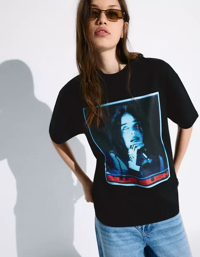 Short Sleeve Billie Eilish Print T-Shirt Short Sleeve Billie Eilish Print T-Shirt