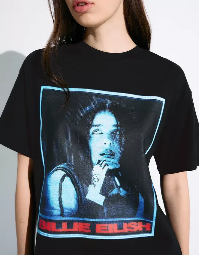 Short Sleeve Billie Eilish Print T-Shirt Short Sleeve Billie Eilish Print T-Shirt