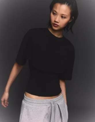 Short Sleeve Corset Waist T-Shirt