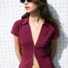 Short Sleeve Shirt with Zip