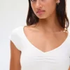 Short Sleeve T-Shirt with Gathering Short Sleeve T-Shirt with Gathering