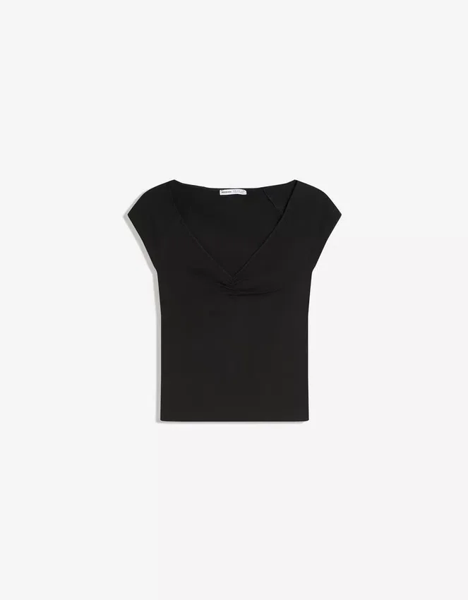 Short Sleeve T-Shirt with Gathering Short Sleeve T-Shirt with Gathering