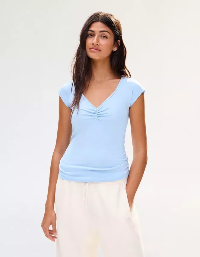 Short Sleeve T-Shirt with Gathering – Women Short Sleeve T-Shirt with Gathering – Women