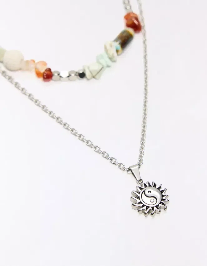 Stainless Steel and Stone Necklace – Accessories Stainless Steel and Stone Necklace – Accessories