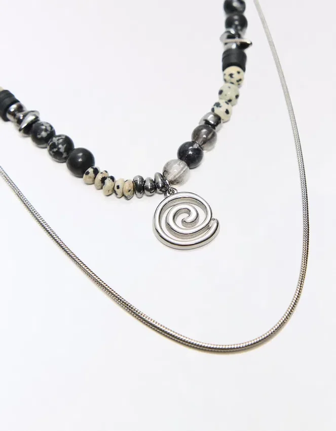 Stainless Steel and Stone Necklace – Accessories Stainless Steel and Stone Necklace – Accessories