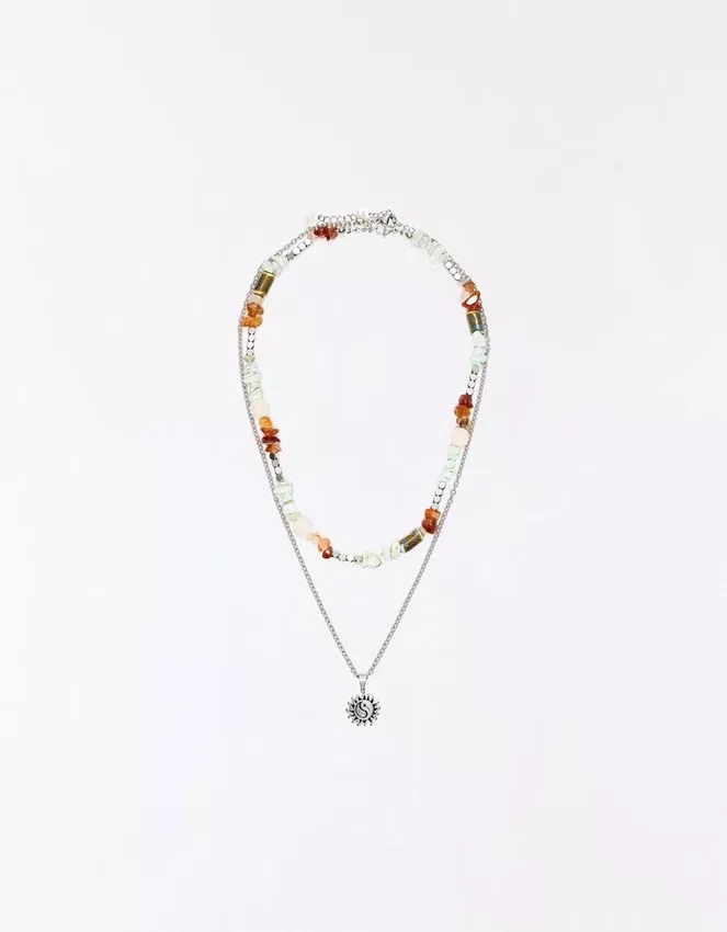 Stainless Steel and Stone Necklace – Accessories Stainless Steel and Stone Necklace – Accessories