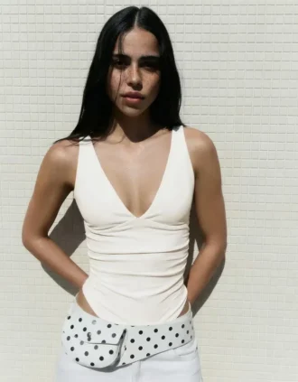 Strappy Shirred Bodysuit