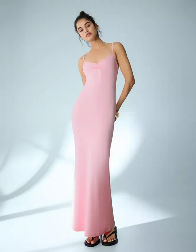 Strappy Shirred Midi Dress – Dresses and Jumpsuits Strappy Shirred Midi Dress – Dresses and Jumpsuits