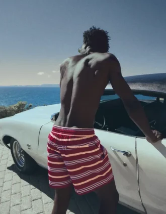 Striped Boxy Fit Swimming Trunks – Bershka Lovers