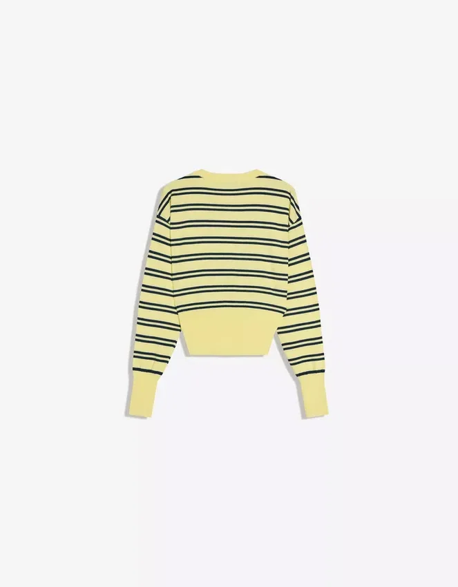 Striped Crew Neck Button-Up Jacket Striped Crew Neck Button-Up Jacket