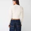 Striped Crew Neck Button-Up Jacket – Sweaters and Cardigans Striped Crew Neck Button-Up Jacket – Sweaters and Cardigans