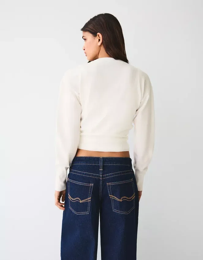 Striped Crew Neck Button-Up Jacket – Sweaters and Cardigans Striped Crew Neck Button-Up Jacket – Sweaters and Cardigans