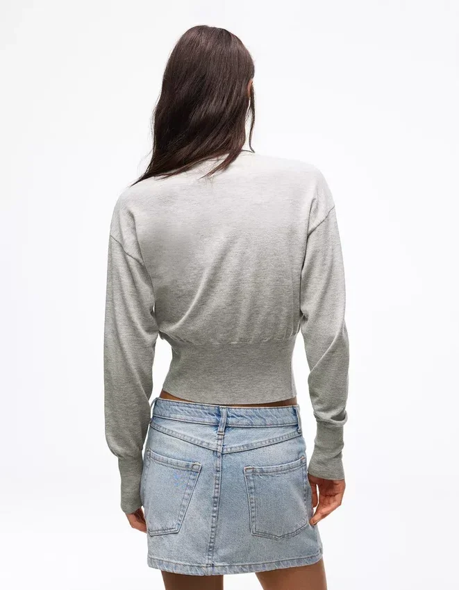 Striped Crew Neck Button-Up Jacket – Sweaters and Cardigans Striped Crew Neck Button-Up Jacket – Sweaters and Cardigans