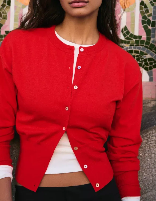 Striped Crew Neck Button-Up Jacket – Sweaters and Cardigans Striped Crew Neck Button-Up Jacket – Sweaters and Cardigans