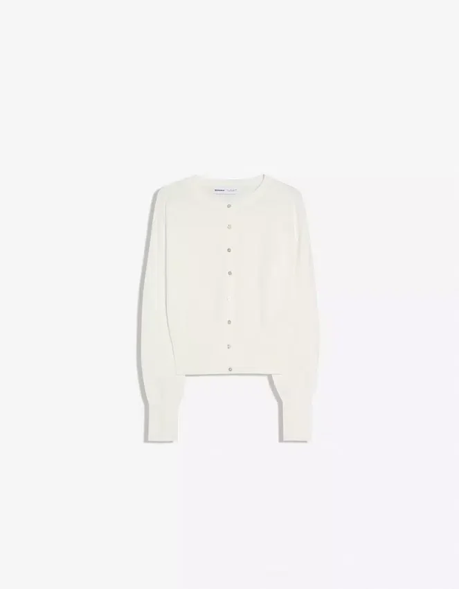 Striped Crew Neck Button-Up Jacket Striped Crew Neck Button-Up Jacket