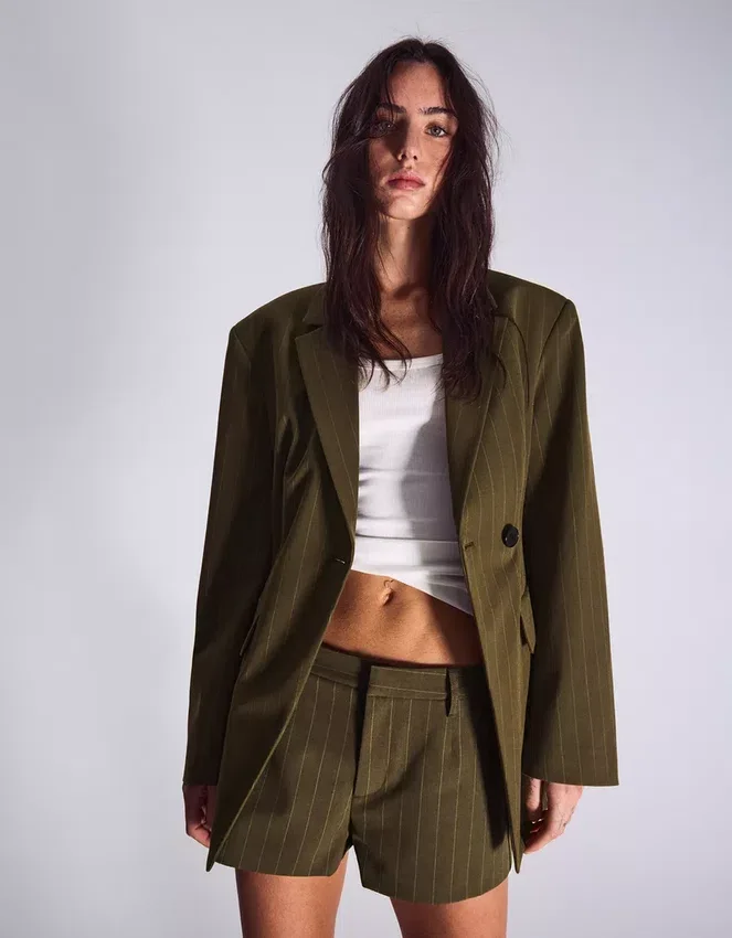 Striped Double-Breasted Blazer – Jackets and Trench Striped Double-Breasted Blazer – Jackets and Trench