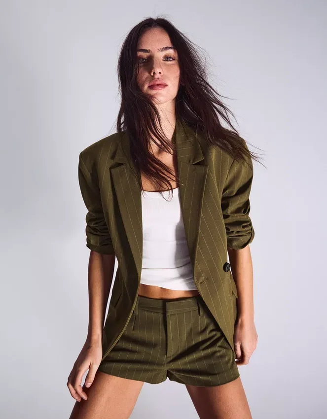 Striped Double-Breasted Blazer – Jackets and Trench Striped Double-Breasted Blazer – Jackets and Trench