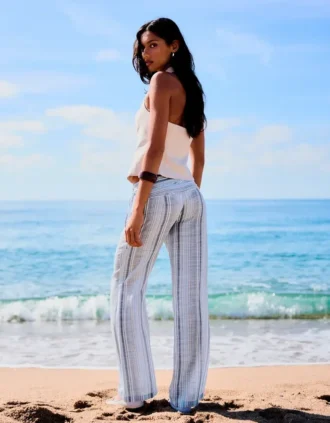 Striped Linen Blend Trousers