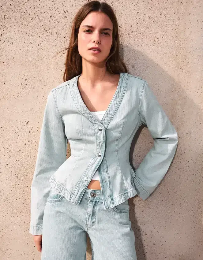 Striped Peplum Denim Jacket – Jackets and Trench Striped Peplum Denim Jacket – Jackets and Trench