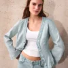 Striped Peplum Denim Jacket – Jackets and Trench Striped Peplum Denim Jacket – Jackets and Trench