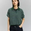 Striped Polo Collar Sweater – Tops and Bodysuits Striped Polo Collar Sweater – Tops and Bodysuits