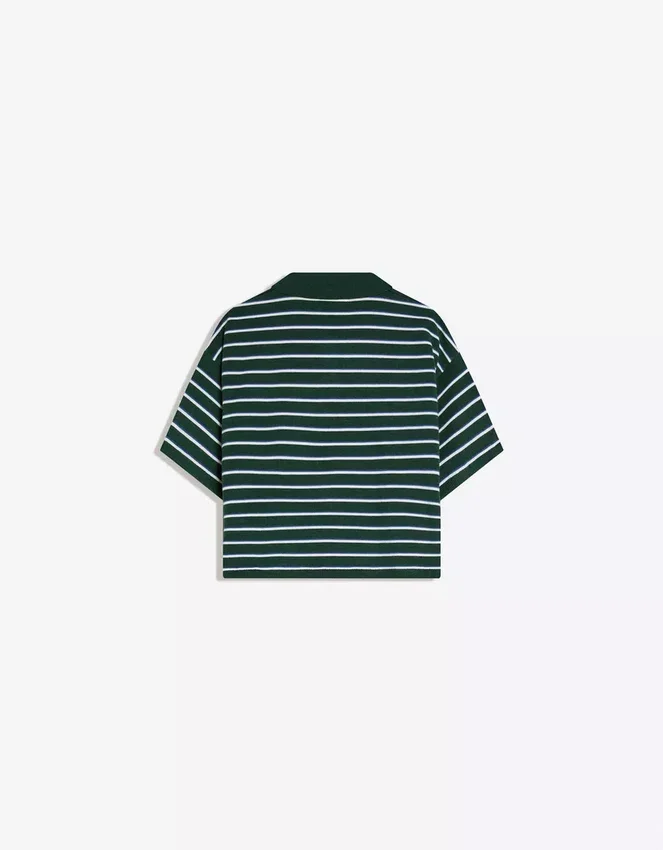 Striped Polo Collar Sweater – Tops and Bodysuits Striped Polo Collar Sweater – Tops and Bodysuits
