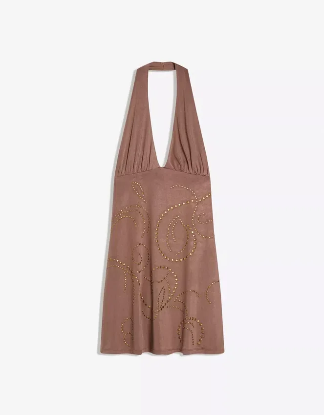 Studded Halter Mini Dress Studded Halter Mini Dress