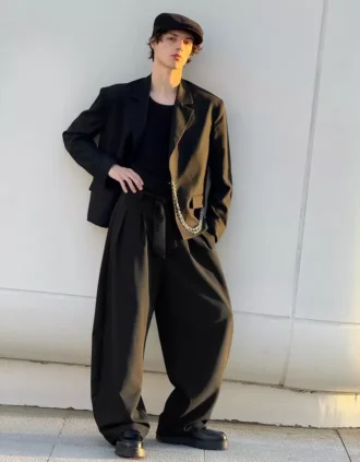 Tailored Barrel Trousers with Belt – Pants Tailored Barrel Trousers with Belt – Pants