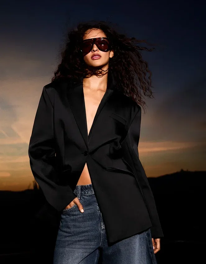 Tailored Sateen Blazer – Jackets and Trench Tailored Sateen Blazer – Jackets and Trench