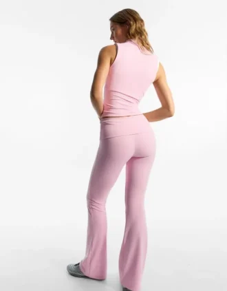 Technical Flared Trousers with Turn-Up Waist