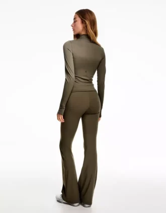 Technical Flared Trousers with Turn-Up Waist – Pants