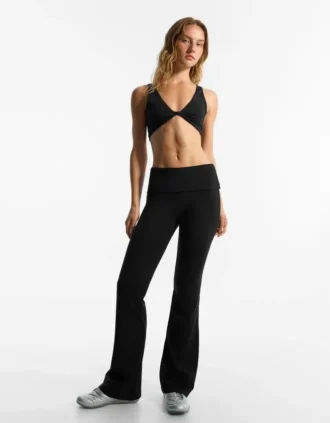 Technical Flared Trousers with Turn-Up Waist – Pants – Women