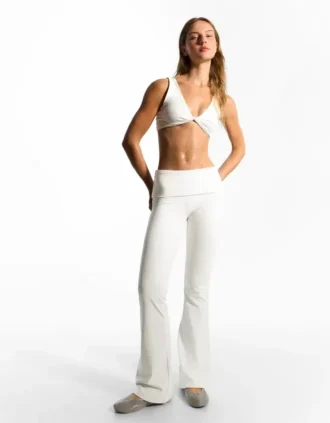Technical Flared Trousers with Turn-Up Waist – Pants – Women