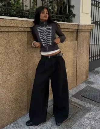 Voluminous Double Fabric Trousers